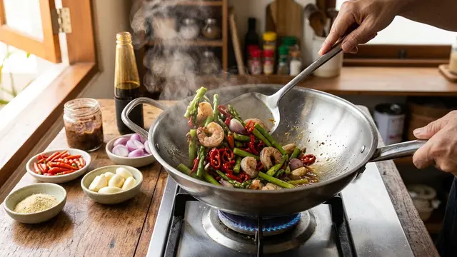 Ilustrasi resep asparagus terasi