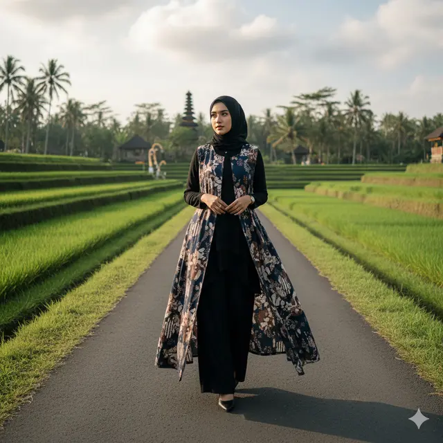 Model Outer Batik Panjang Layering