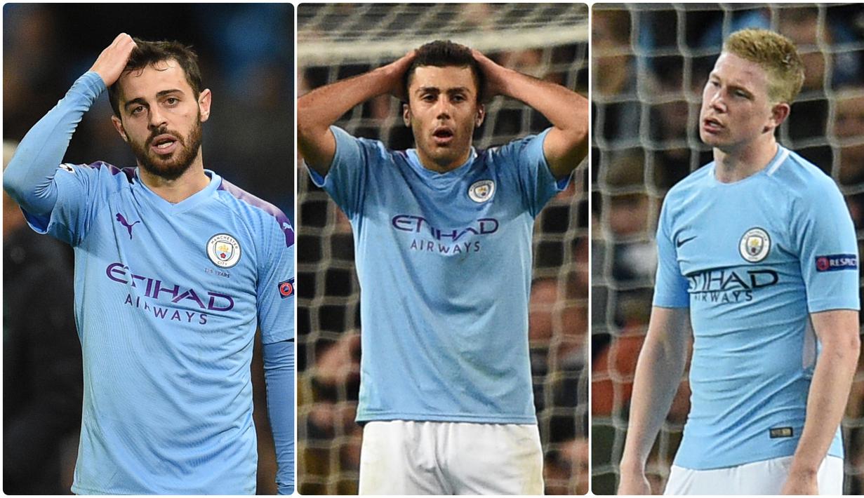 Manchester City berpotensi ditinggalkan sejumlah pemain bintang mereka karena tidak boleh berlaga di pentas Liga Champions dan kompetisi turunannya selama dua musim. Berikut pemain Manchester City yang diprediksi bakal hengkang di musim panas nanti. (Kolase foto AFP)