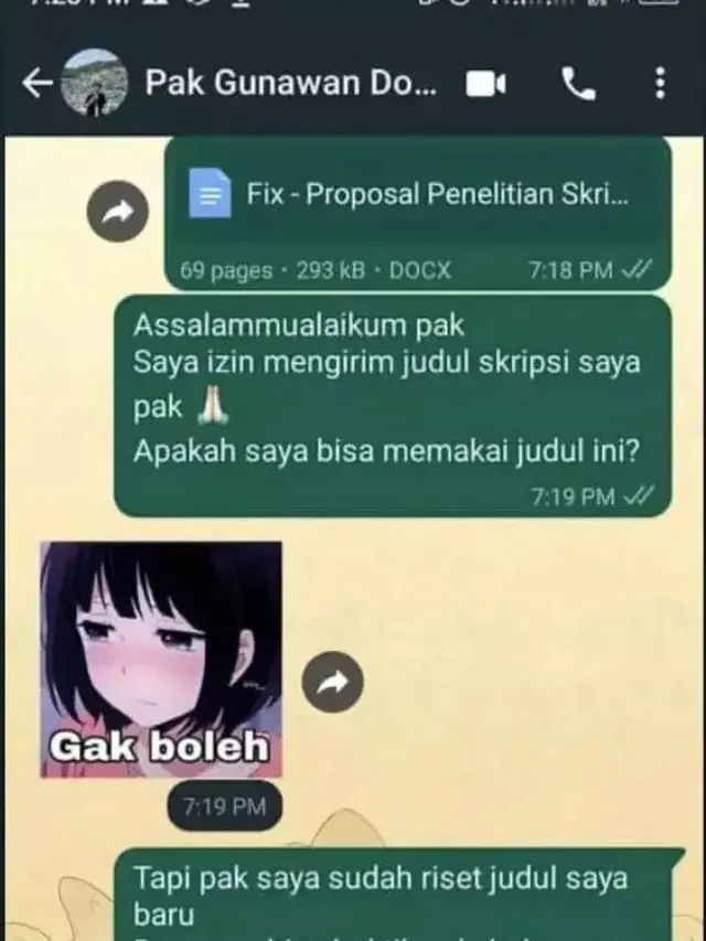6 Chat Dosen Iseng Balas Pesan Mahasiswa Pakai Stiker Ini Kocak