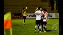 Penyerang Persija, Yevgeni Kabayev merayakan selebrasi usai mencetak gol saat laga di SCM Cup 2015, Stadion H Agus Salim, Padang, Rabu (19/1/2015). Persija Menang 4-0 atas Semen padang. (Liputan6.com/Johan Tallo)