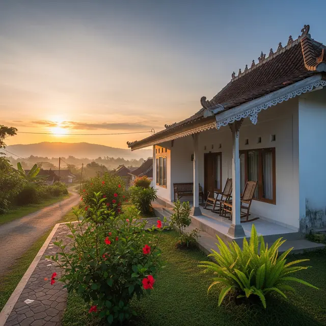 Pilihan Warna Cat Rumah untuk Rumah di Desa Menghadap Timur (Image by Gemini AI)