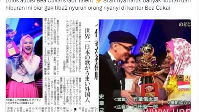 Tanggapan Bea Cukai pada Wanita yang Juara Lomba Nyanyi di Jepang Tapi Pialanya Ditagih Pajak Jutaan Rupiah