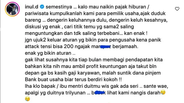 Unggahan Inul Daratista. (Foto: Dok. Instagram @inul.d)