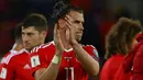 Gelandang Real Madrid, Gareth Bale usai pertandingan melawan Austria di Kualifikasi Piala Dunia 2018 di Cardiff, (2/9). Bale gagal mengantar wales melaju ke Piala Dunia 2018 setelah hanya menempati peringkat ketiga di Grup D. (AFP Photo/Geoff Caddick)