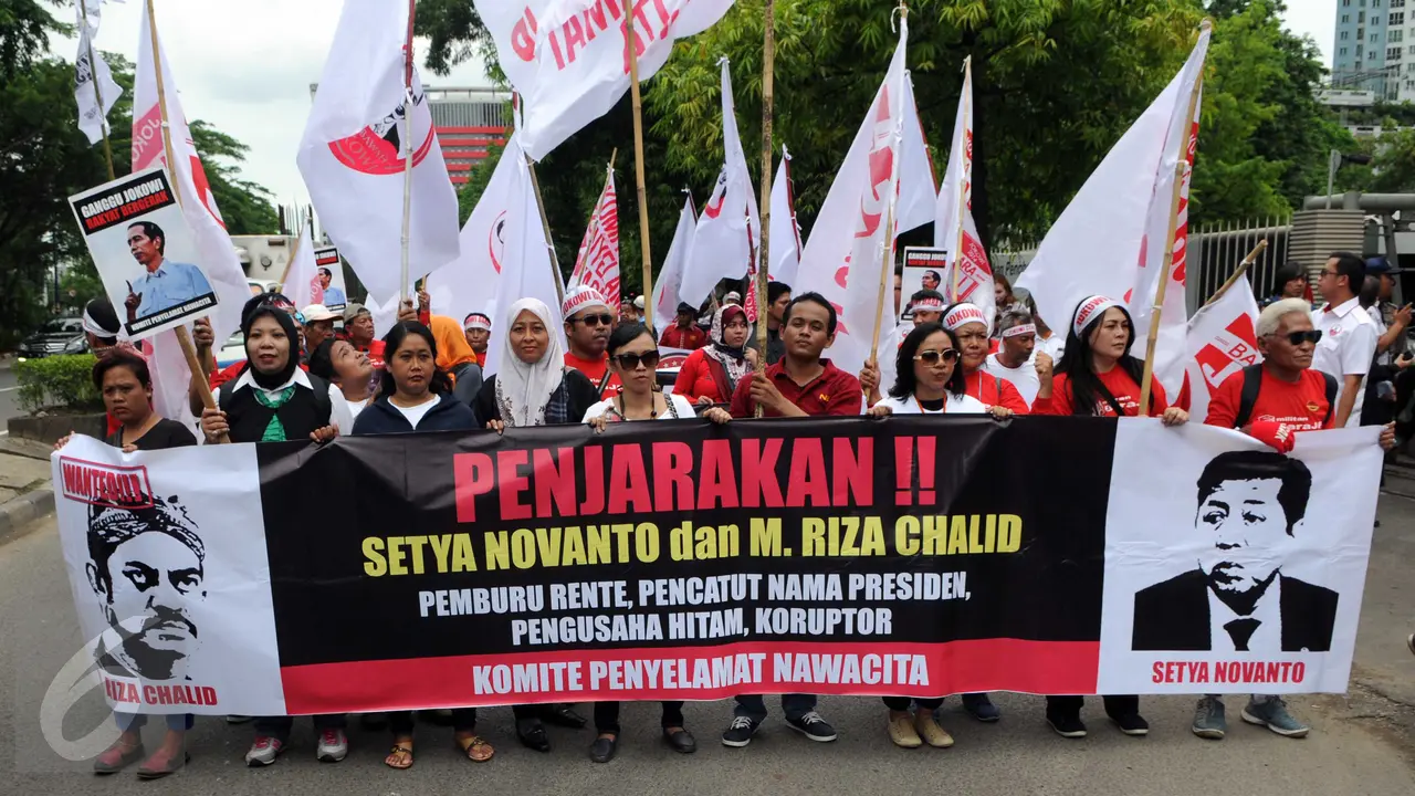 20151215-Massa 'Kerangkeng' Setya Novanto dan Reza Chalid di Depan KPK-Jakarta