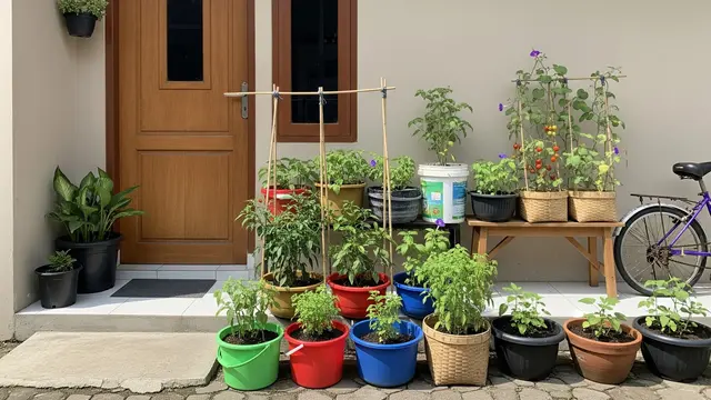Ilustrasi Berkebun di Depan Kamar Kos