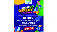 Bertempat di Singgasana Hotel Surabaya, audisi Stand Up Comedy Academy 4 Kota Surabaya berlangsung pada Sabtu, 7 Juli 2018.