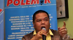 Direktur Pusat Studi Kebijakan Publik, Sofyano Zakaria saat menyampaikan pendapatnya di diskusi "Selamat Tinggal Premium", Jakarta, Sabtu (27/12/2014). (Liputan6.com/Miftahul Hayat)
