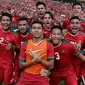 Para pemain timnas Indonesia merayakan kemenangan atas Kamboja di Stadion Shah Alam, Selangor, Kamis, (24/8/2017). Indonesia menang 2-0 atas Kamboja. (Bola.com/Vitalis Yogi Trisna)