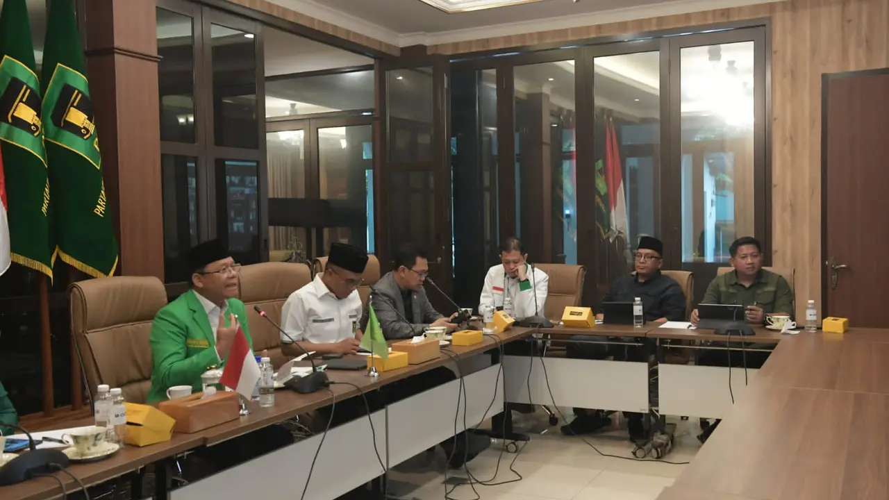 Plt Ketua Umum Muhammad Mardiono saat Rapat Koordinasi (Rakor) DPP PPP bersama DPW se-Indonesia secara virtual.