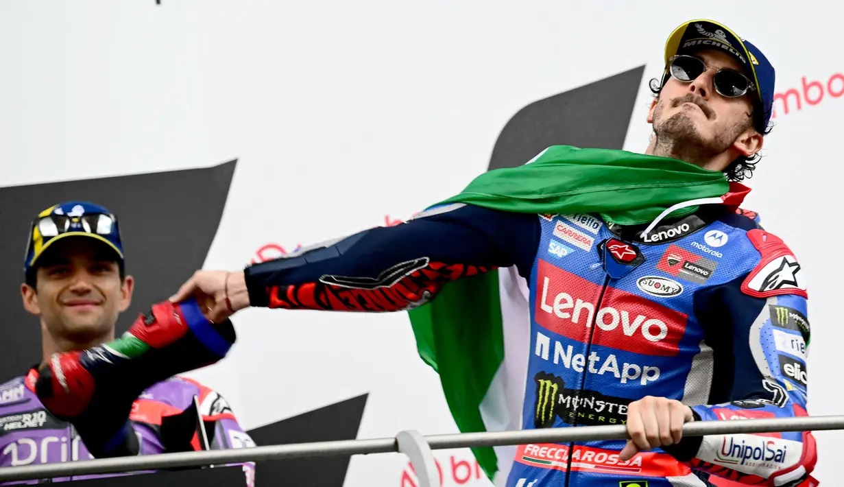 Sepanjang balapan, Francesco Bagnaia tampil konsisten. (Marco BERTORELLO/AFP)