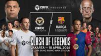 Stadion Utama Gelora Bung Karno (SUGBK) bakal menjadi pusat perhatian publik sepak bola Tanah Air saat Clash of Legends Jakarta 2026 digelar pada 18 April mendatang. Laga eksibisi ini mempertemukan Barcelona Legends melawan DRX World Legends dalam sebuah duel sarat nostalgia dan penuh gengsi. (Dok. DRX)
