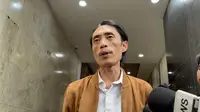Kader Partai Solidaritas Indonesia (PSI) Dian Sandi Utama rampung menjalani pemeriksaan di Polda Metro Jaya pada Senin (19/5/20. Dia diperiksa terkait kasus ijazah Jokowi. (Liputan6.com/ Ady Anugrahadi)