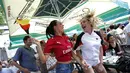 Fans cantik Jerman merayakan kemenangan tim mereka atas AS di Piala Dunia 2014, Bohemian Beer Garden, Queens New York City (26/06/2014) (Reuters/Mike Segar) 