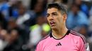 Pemain Inter Miami, Luis Suarez saat laga persahabatan yang berlangsung di Kingdom Arena Stadium, Riyadh, Arab Saudi, Selasa (30/01/2024) WIB. Inter Miami kalah 3-4 dari Al-Hilal. (AFP/Fayez Nureldine)