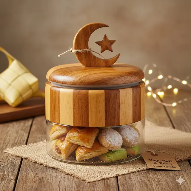 Toples lebaran bahan Kayu Jati atau Pinus (Gemini AI)