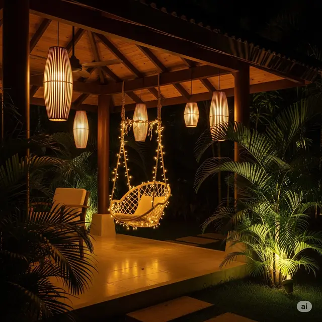Inspirasi Rumah Sederhana Malam Hari. Foto: Gemini