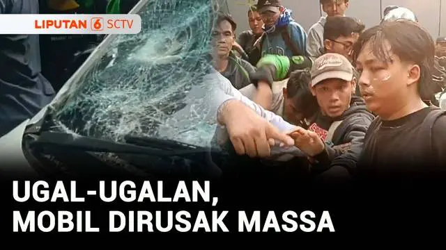 VIDEO: Ugal-Ugalan hingga Tabrak Pemotor, Mobil Diamuk Massa Demo DPR