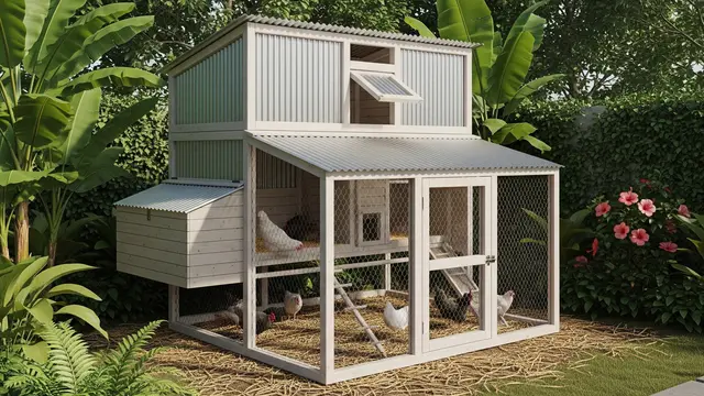 Kandang Ayam Minimalis dengan Atap Penyimpanan