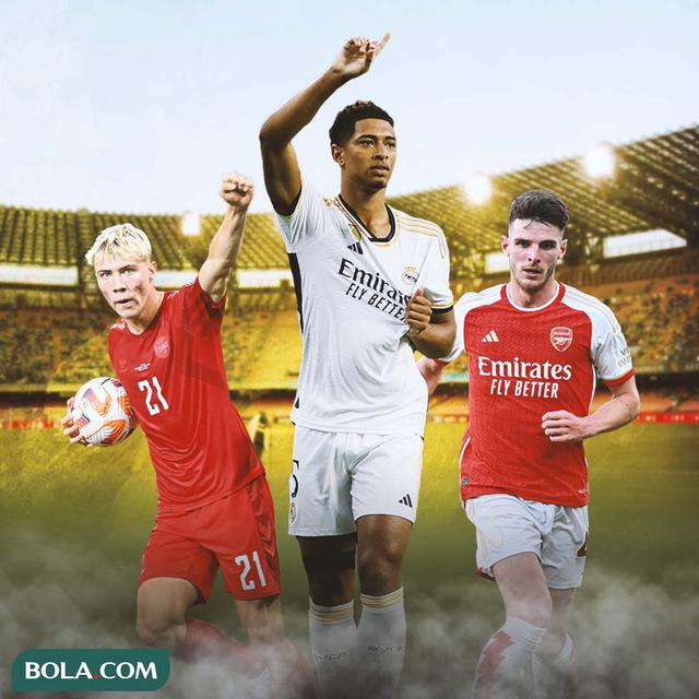 Ilustrasi - Rasmus Hojlund, Jude Bellingham, Declan Rice
