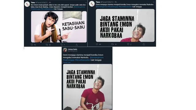 Sejumlah cuitan tentang Bintang Emon. (Twitter/ LintangHanita - Tiara61636212)