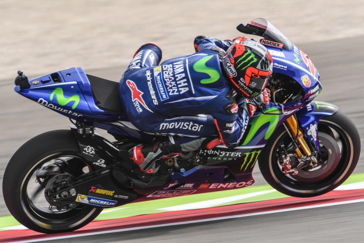 Pebalap Movistar Yamaha, Maverick Vinales, belum sepenuhnya merasakan manfaat dari sasis baru yang digunakan motornya. (Twitter/@MotoGP)