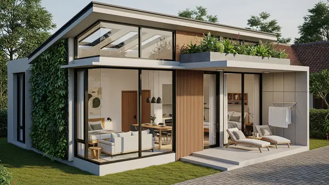 Model Rumah Mungil Tapi Mewah dengan Atap Datar 2025 yang Nyaman untuk Tinggal di Desa/ Ilustrasi AI
