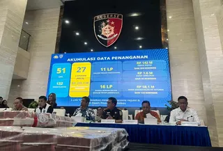 Direktorat Tindak Pidana Siber Bareskrim Polri mengeksekusi uang hasil tindak pidana pencucian uang dari perjudian online senilai Rp 58.183.165.803 (Istimewa)