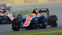 Pembalap Manor Racing, Rio Haryanto, saat beraksi pada GP Inggris di Sirkuit Silverstone. (Facebook)