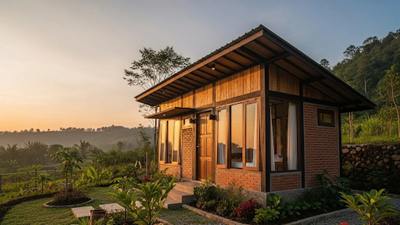Rumah Kayu dan Bata Sederhana