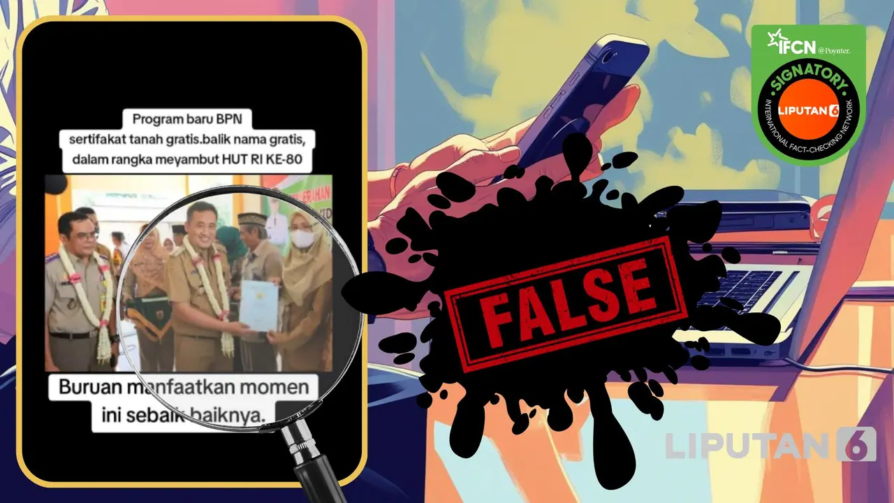 Tangkapan layar klaim link pendaftaran serfikat tanah dan balik nama gratis.