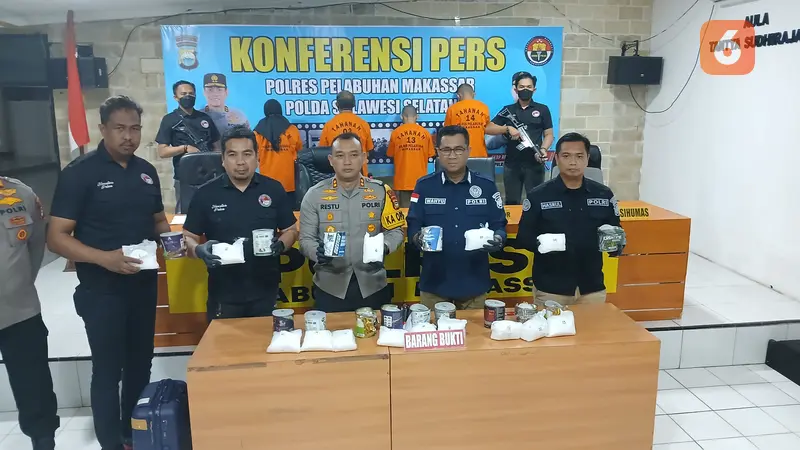 Pengungkapan sabu Polres Pelabuhan Makassar (Liputan6.com/Fauzan)