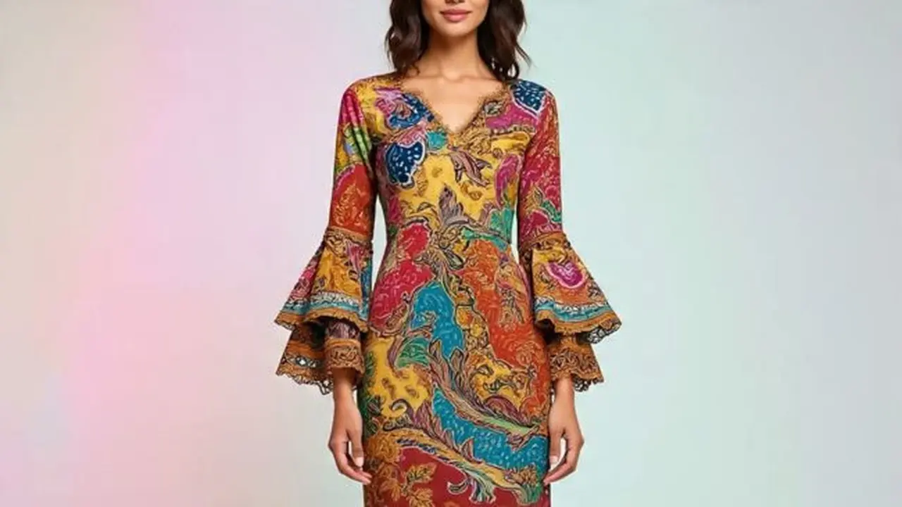 Ilustrasi Batik Brokat Kombinasi Lengan Tiga Lapis (Sumber Gambar: Meta AI)