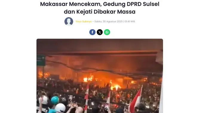 <p>Tangkapan layar situs rakyatpriangan.com untuk menelusuri klaim video rakyat Nepal mengambil alih parlemen.</p>