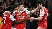 Arsenal berhasil meraih kemenangan 2-0 atas Everton pada laga pekan ke-30 Premier League di Stadion Emirates, Minggu (15/03/2026) dini hari WIB. Satu dari dua gol The Gunners dicetak Viktor Gyokeres pada menit ke-89. (AFP/Ben STANSALL)