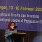 Direktur Jenderal Penguatan Daya Saing Produk Kelautan dan Perikanan (PDSPKP), Artati Widiarti saat saat membuka rapat kerja teknis TPUKP di Bogor, Senin (14/2/2022).