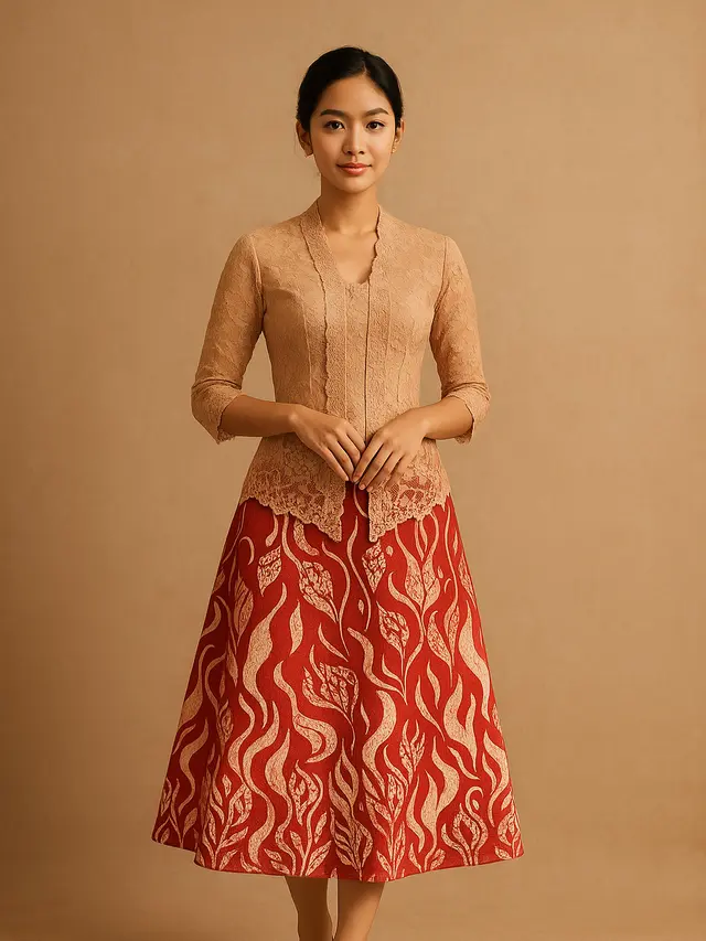 Dress Kebaya Rok Batik A-Line Tema Hari Kemerdekaan