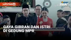 Wakil Presiden RI terpilih Gibran Rakabuming Raka tiba di Gedung MPR RI Minggu (20/10) pagi bersama sang Istri. Gibran di sambut jajaran anggota MPR yang telah hadir lebih dulu.