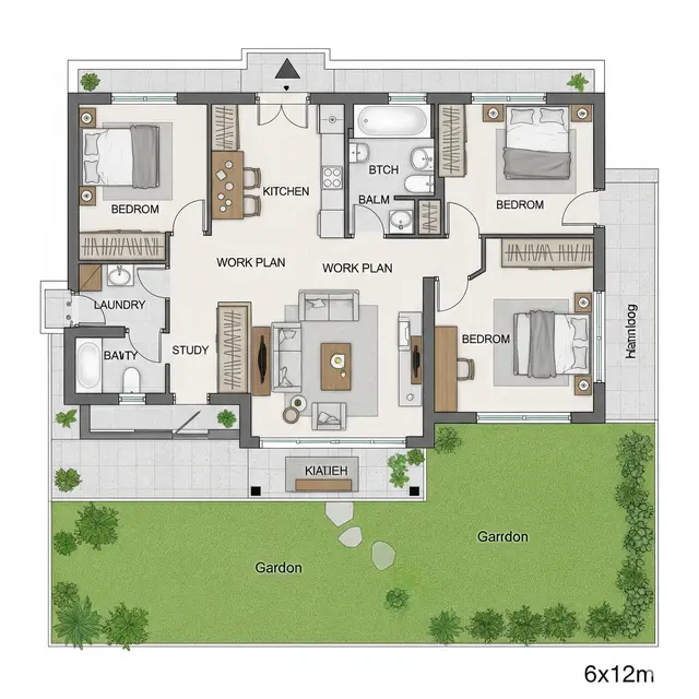 Gambar Rumah Sederhana Ukuran 6x12 di Kampung (Image by ChatGPT)