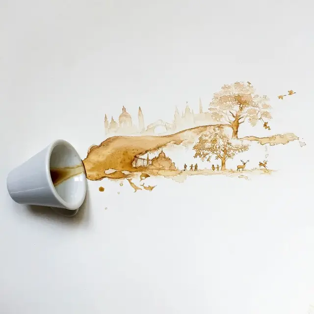 Seniman Ini Buat Tumpahan Kopi Jadi Karya Seni, 7 Hasilnya Mengagumkan