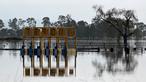 Kondisi ketinggian air di sepanjang Sungai Hunter, pinggiran kota Newcastle, Australia pada 23 Mei 2025. (Saeed KHAN/AFP)