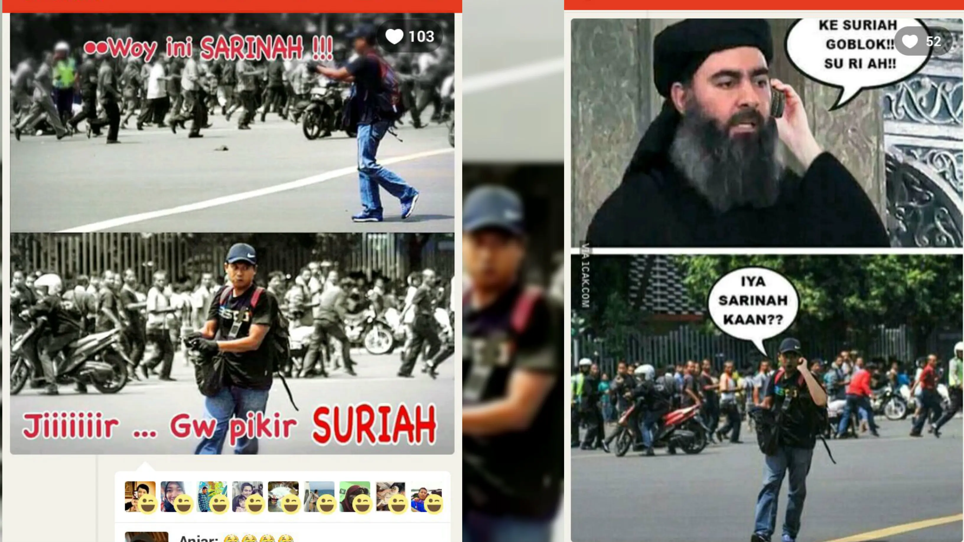 Meme penembak di teror Jakarta. (Media Sosial)