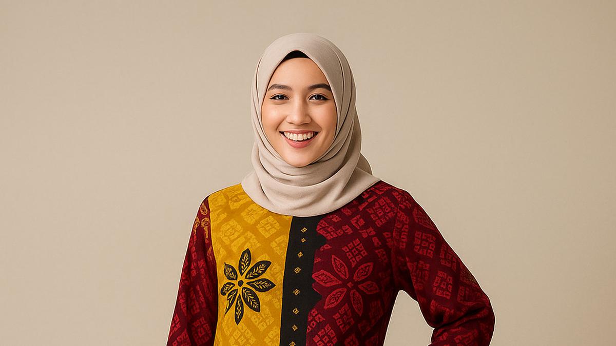 8 Gamis Batik Kombinasi Warna Bold Kontras 2025, Tampilkan Sisi Kasual dan Feminin