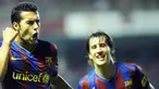 Winger Barcelona, Pedro Rodriguez (kiri) bersama rekannya, Bojan Krkic (kanan) merayakan golnya ke gawang Athletic Bilbao pada leg pertama Piala Super Spanyol yang berlangsung di San Mames Stadium, 16 Agustus 2009. AFP PHOTO/Rafa Rivas 