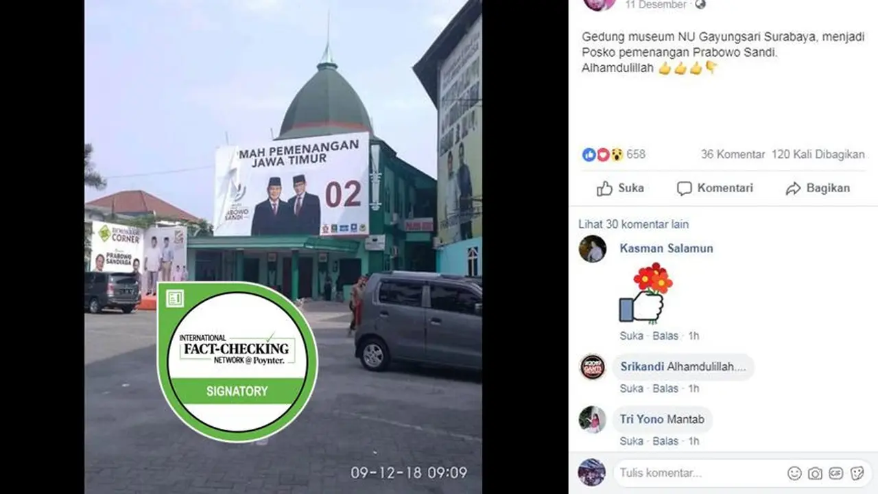 [Cek Fakta] Museum NU di Surabaya Dijadikan Posko Prabowo-Sandi?