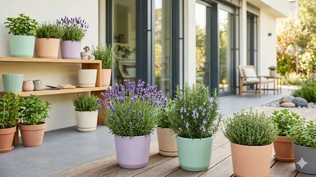 Ide Teras Rumah Minimalis dengan Tanaman Herbal di Pot