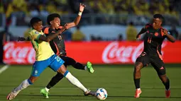 Laga pamungkas grup D Copa America 2024 antara Brasil melawan Kolombia berakhir tanpa pemenang. (Patrick T. Fallon/AFP)