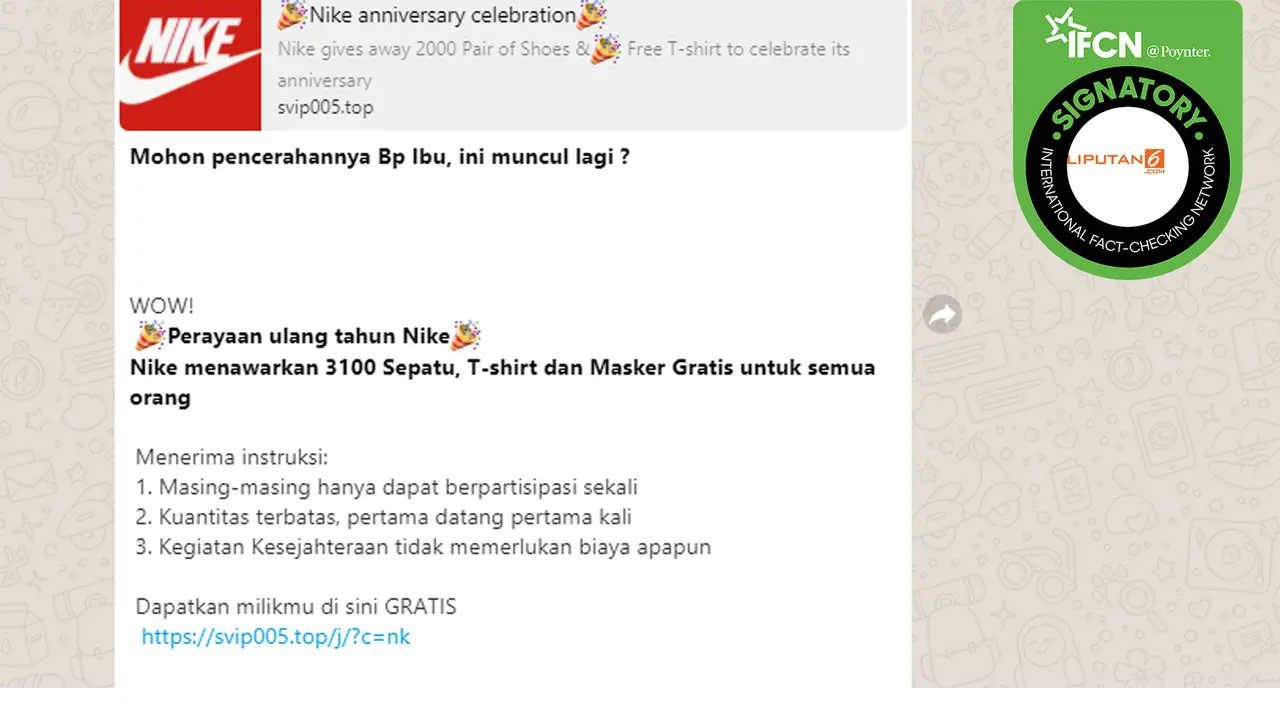 Hoaks Nike bagi-bagi sepatu