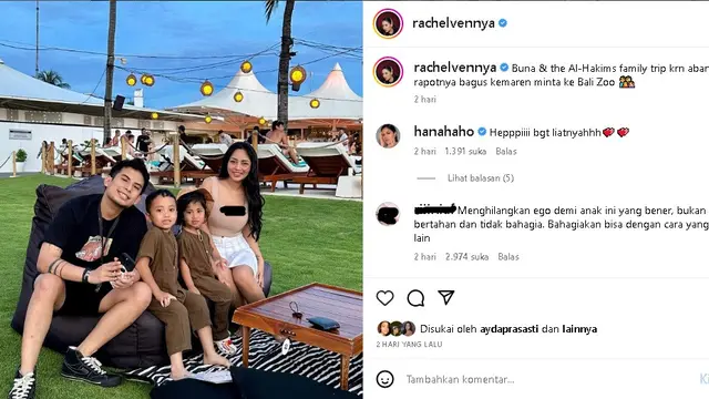 Rachel Vennya dan Okin kompak liburan bareng anak di Bali bertepatan momen Ramadhan 2023 (Foto: Instagram rachelvennya)